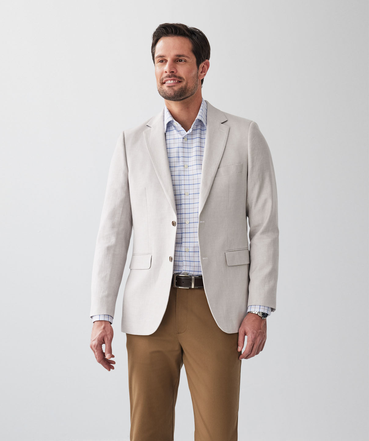Linen Blend Sports Jacket - Bone