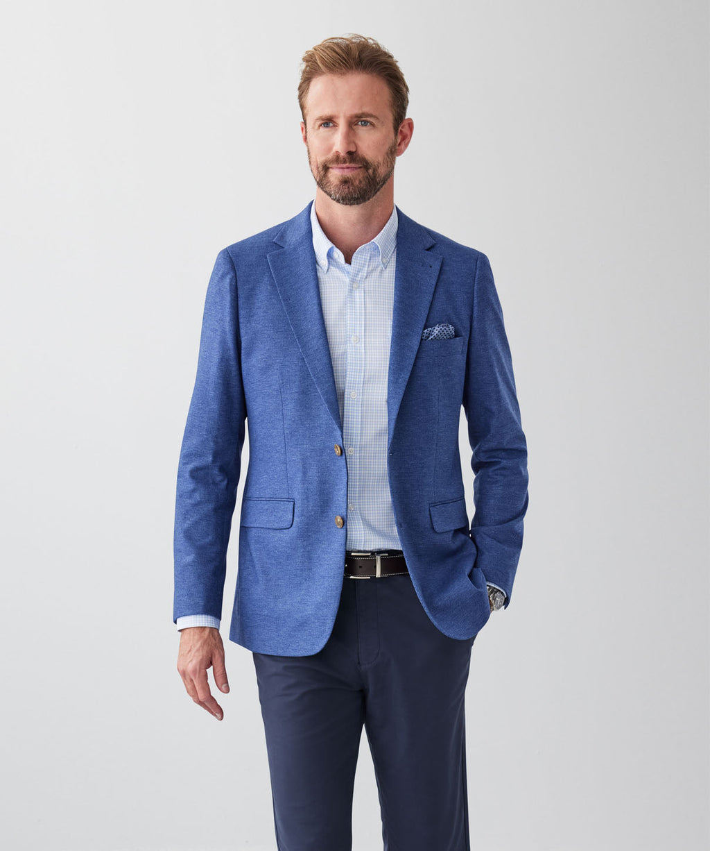 Tailored Fit GAZFLEX Performance Micro Print Sports Jacket - Blue