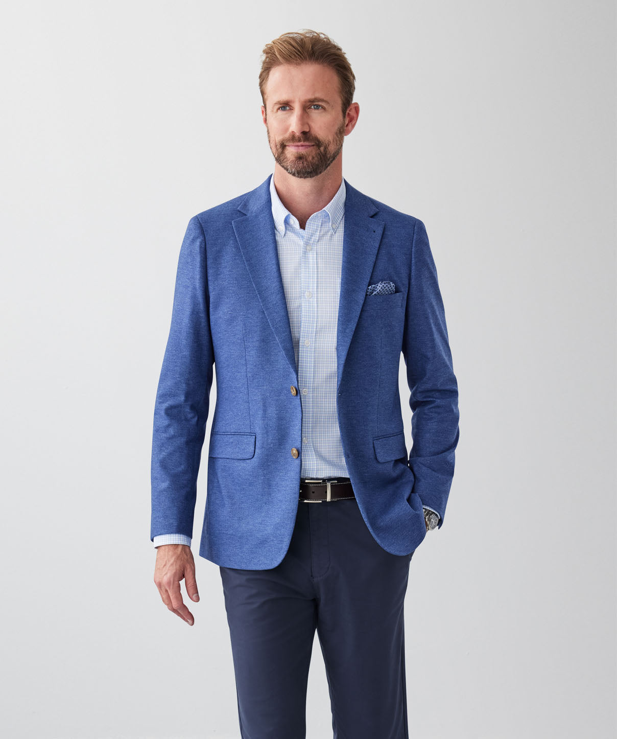 Tailored Fit GAZFLEX Performance Micro Print Sports Jacket - Blue