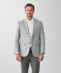 Linen Blend Herringbone Sports Jacket - Khaki