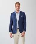 Tailored Fit Linen Blend Sports Jacket - Navy