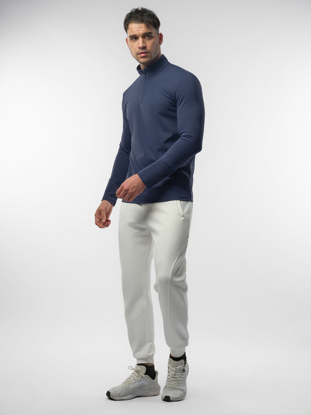 SmoothBlend Half Zip Mock Neck Tee: Zip Same Color