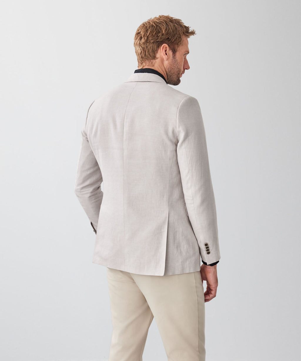 Tailored Fit Linen Blend Sports Jacket - Bone
