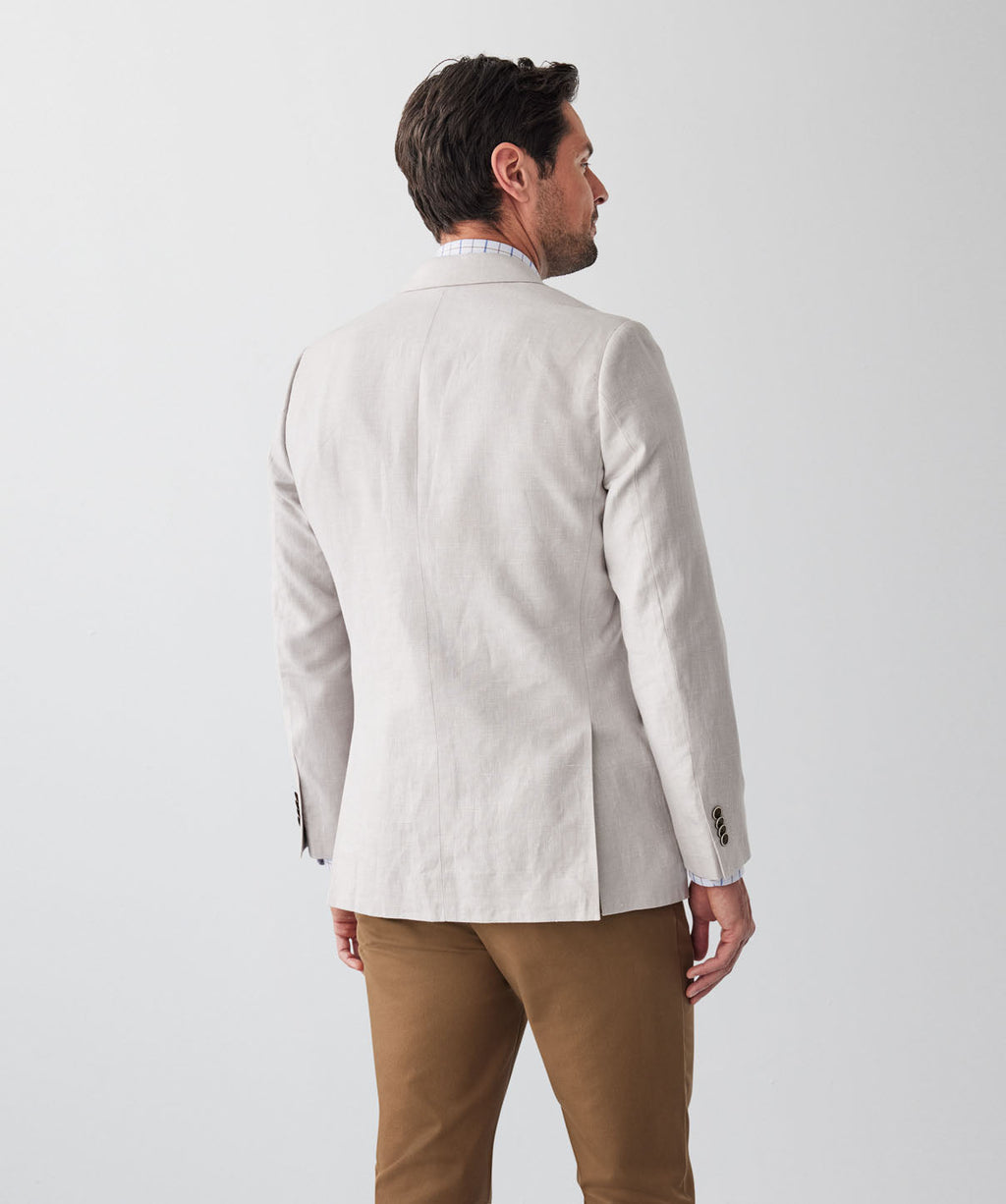 Linen Blend Sports Jacket - Bone