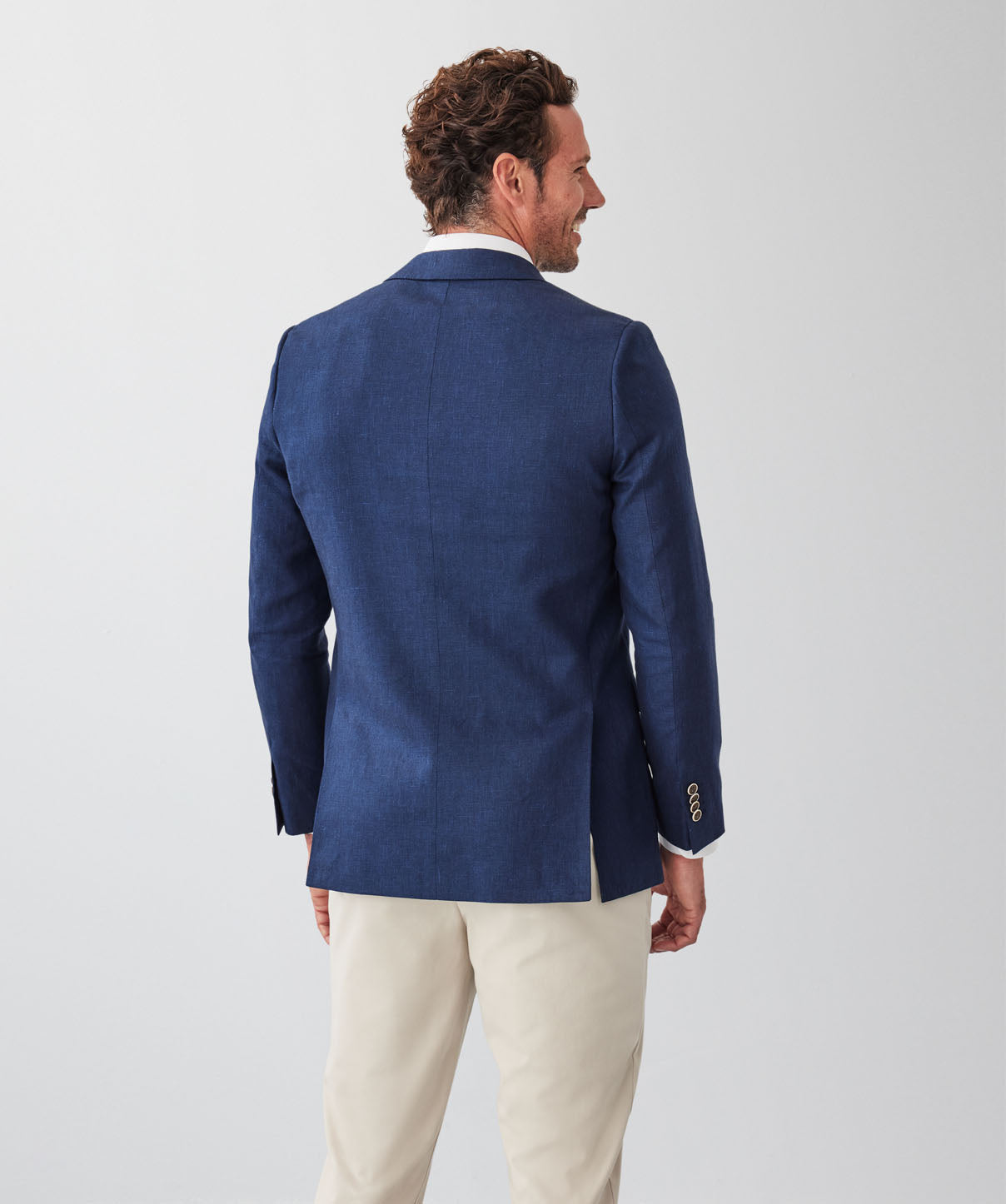 Linen Blend Sports Jacket - Navy