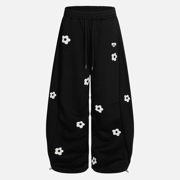 Aelfric Eden Unisex Floral Towel Embroidery Baggy Barrel Sweatpants Elastic Waist Drawstring Casual Pants Y2K  Streetwear Loose Fit Vintage Joggers