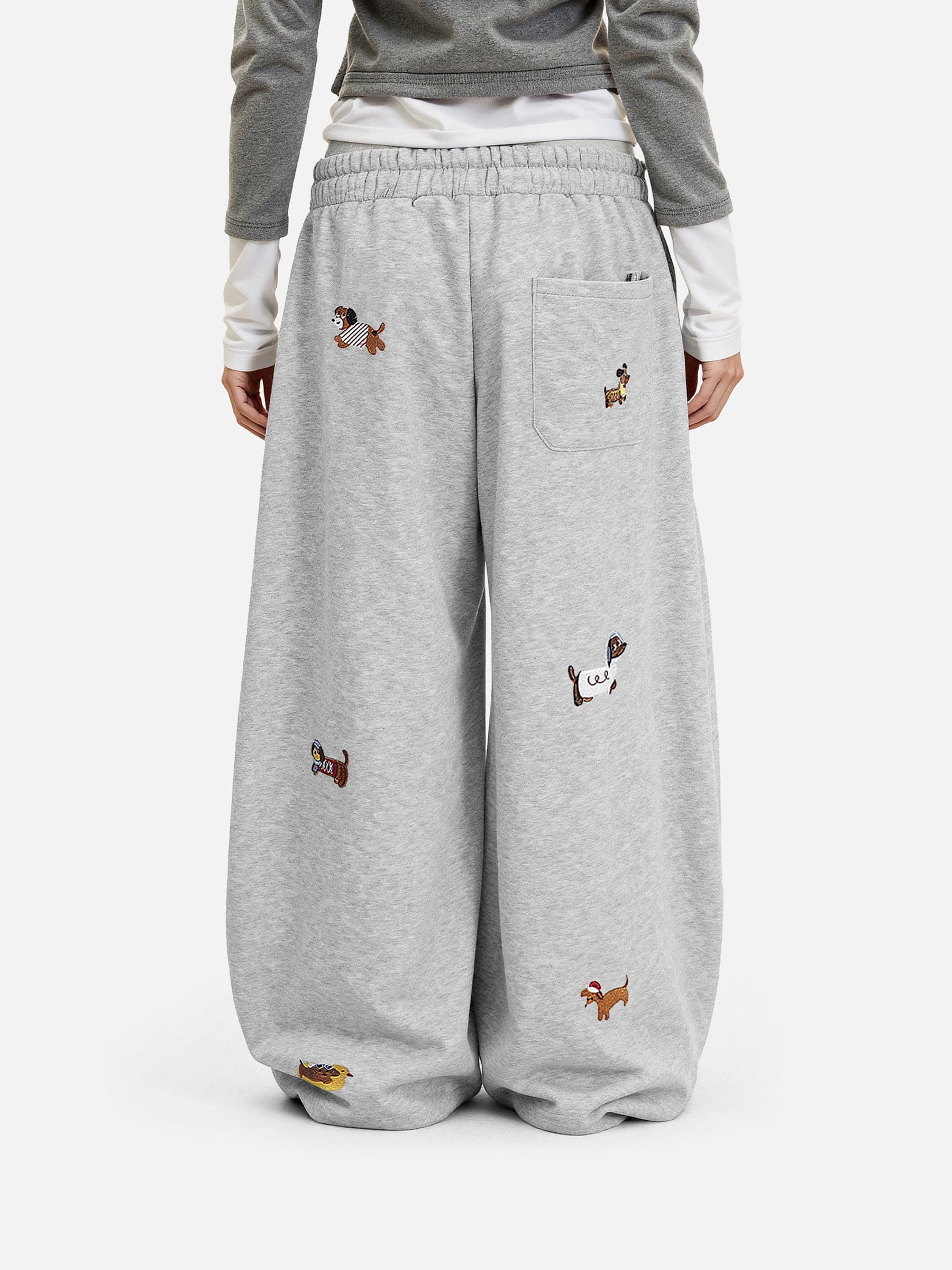 Aelfric Eden Embroidery Dog Baggy Barrel Sweatpants