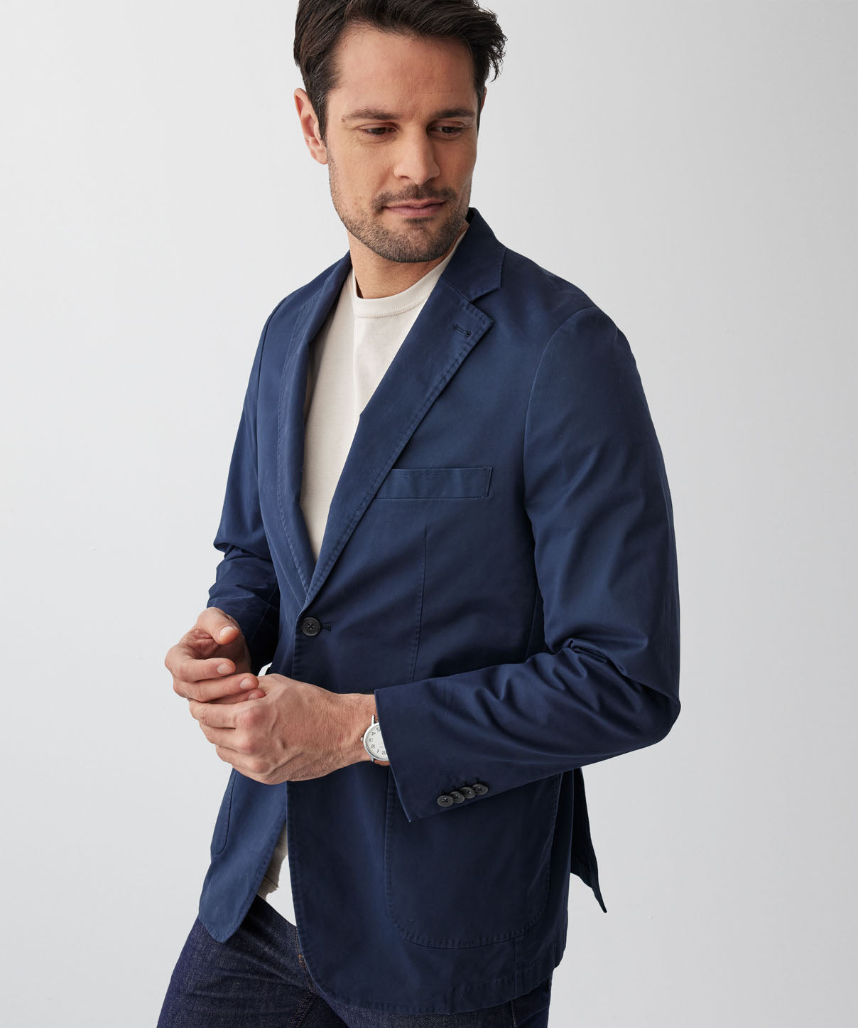 Casual Twill Sports Jacket - Washed Navy