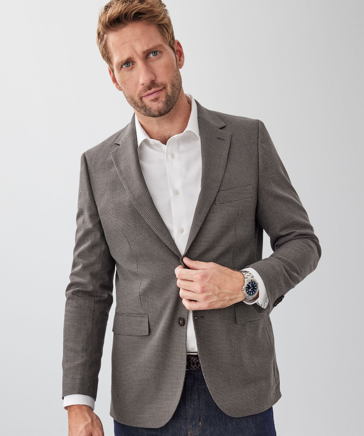 GAZFLEX Performance Houndstooth Sports Jacket - Mocha