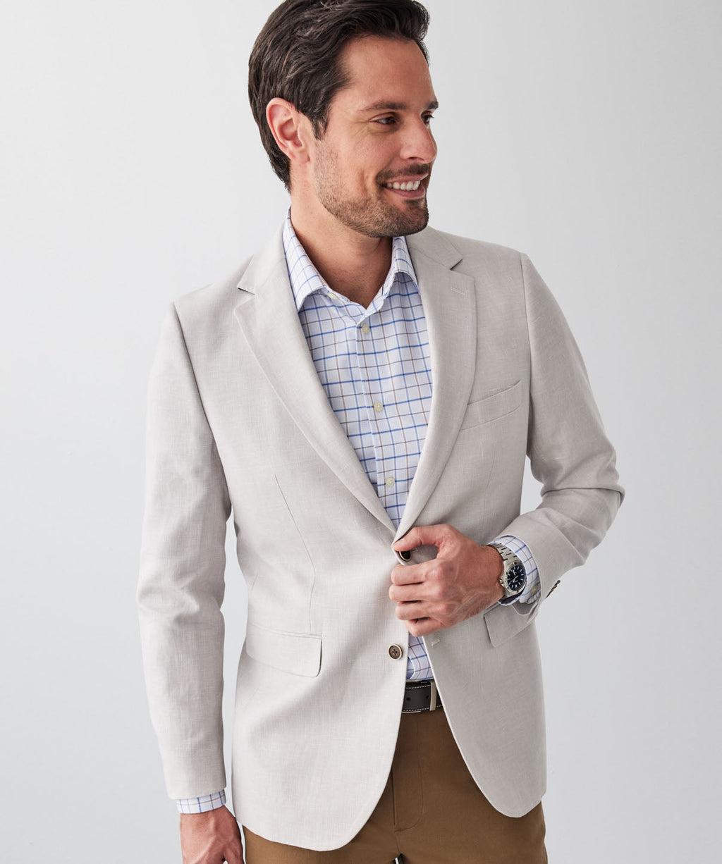 Linen Blend Sports Jacket - Bone