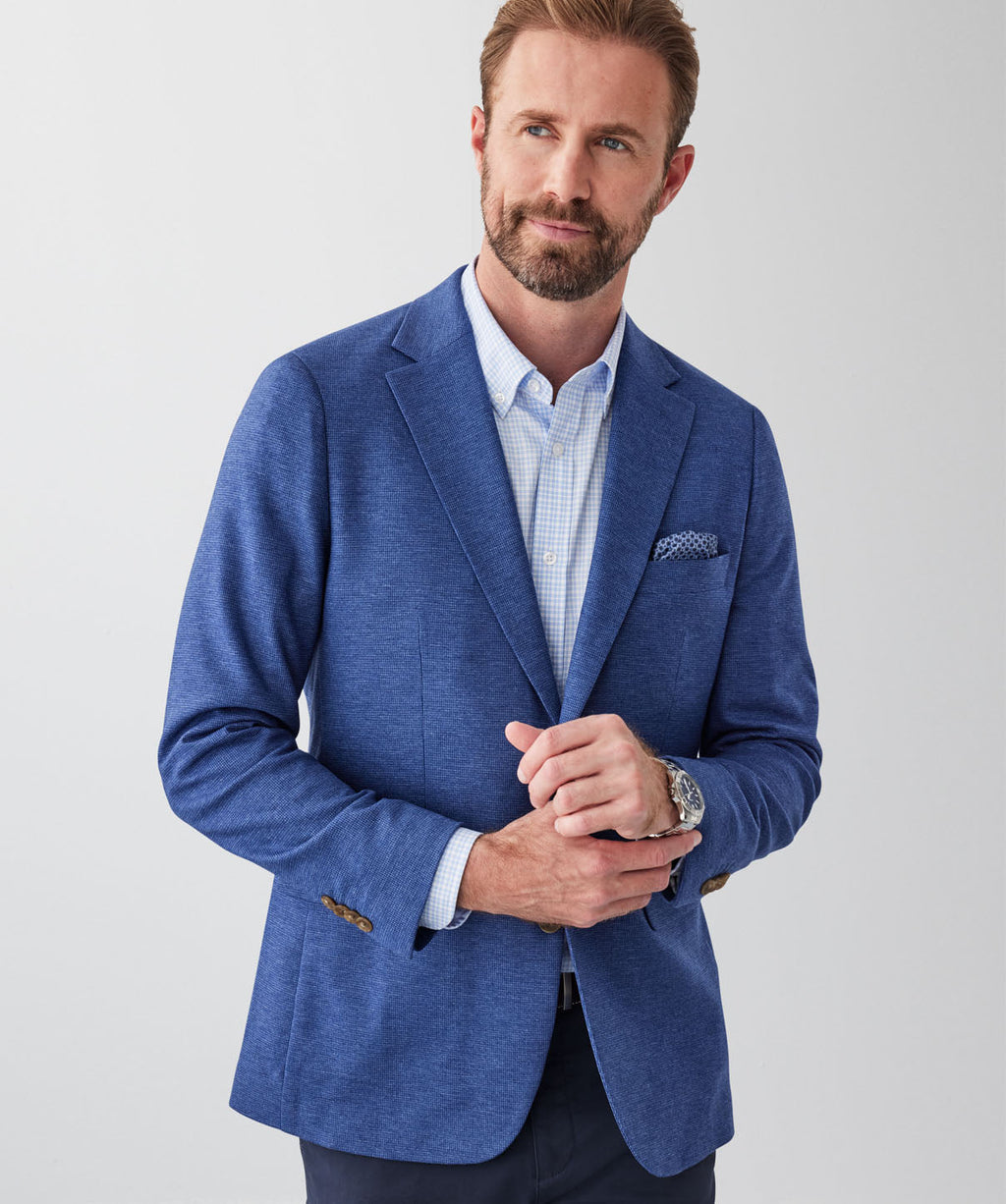 Tailored Fit GAZFLEX Performance Micro Print Sports Jacket - Blue