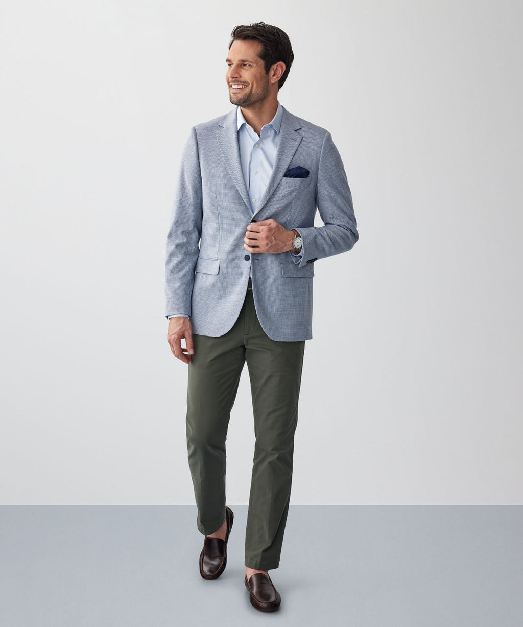 Performance Houndstooth Sports Jacket - Blue