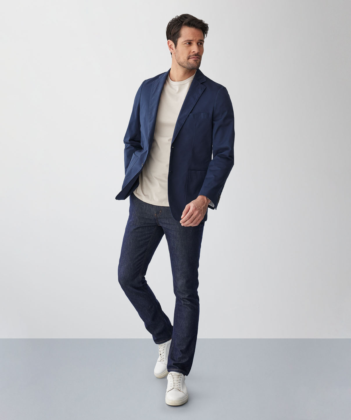 Casual Twill Sports Jacket - Washed Navy