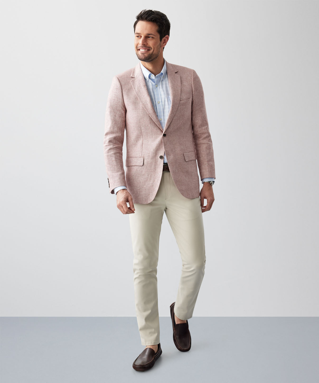 Linen Cotton Plain Weave Sports Jacket - Berry