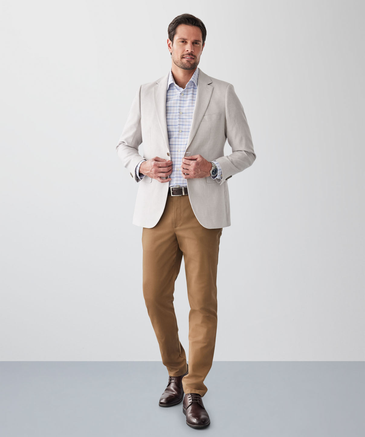 Linen Blend Sports Jacket - Bone