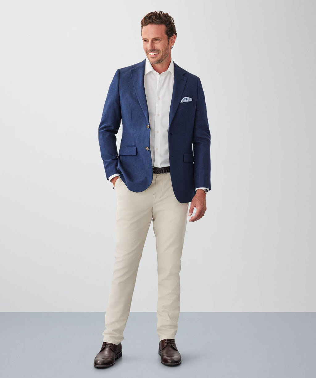 Linen Blend Sports Jacket - Navy