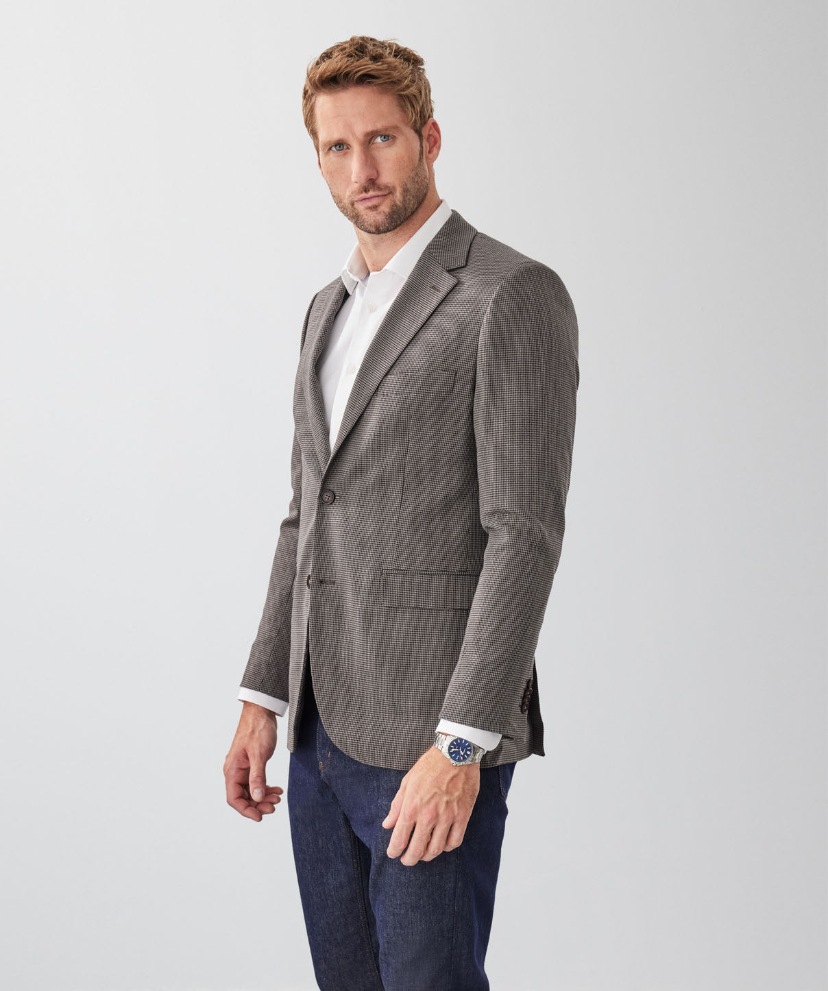 GAZFLEX Performance Houndstooth Sports Jacket - Mocha