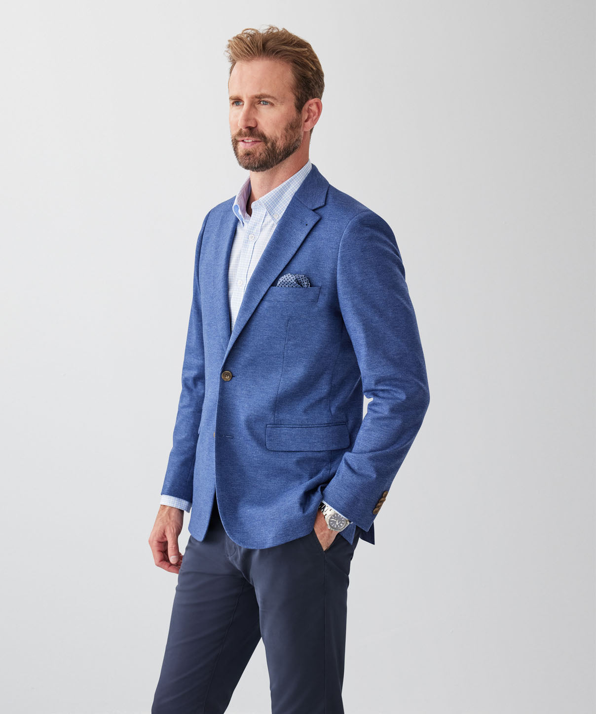 Tailored Fit GAZFLEX Performance Micro Print Sports Jacket - Blue