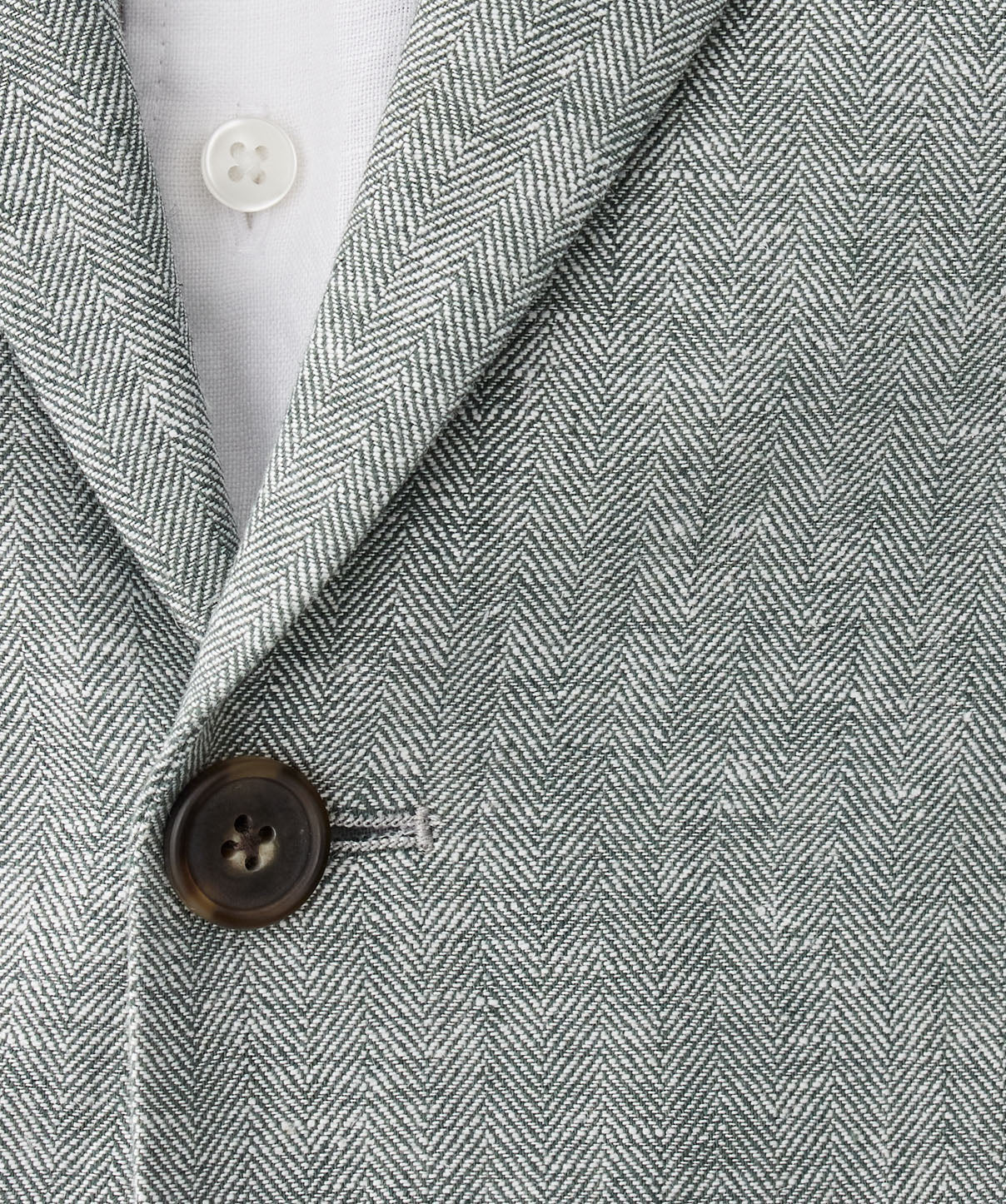 Linen Blend Herringbone Sports Jacket - Khaki