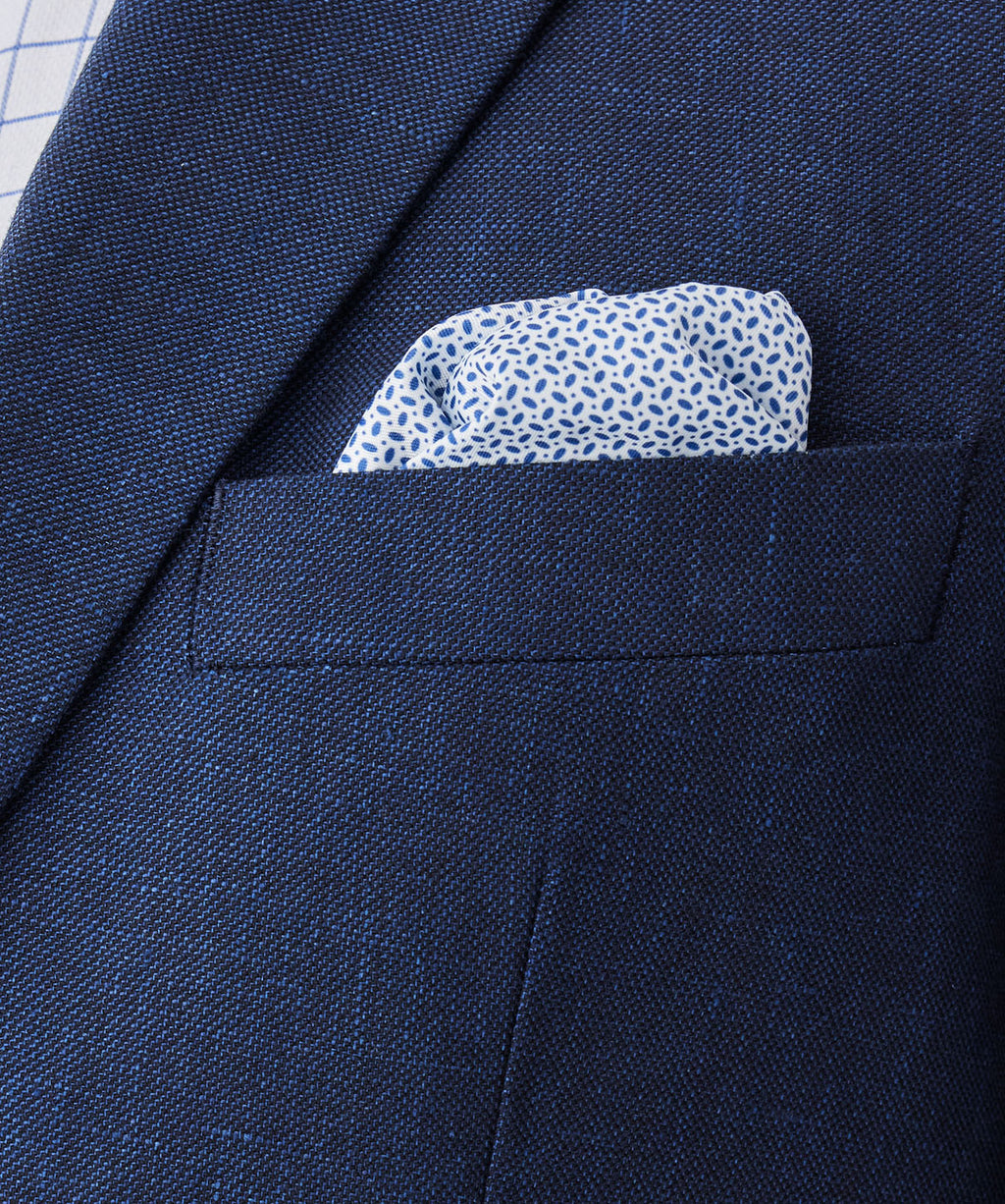 Tailored Fit Linen Blend Sports Jacket - Navy