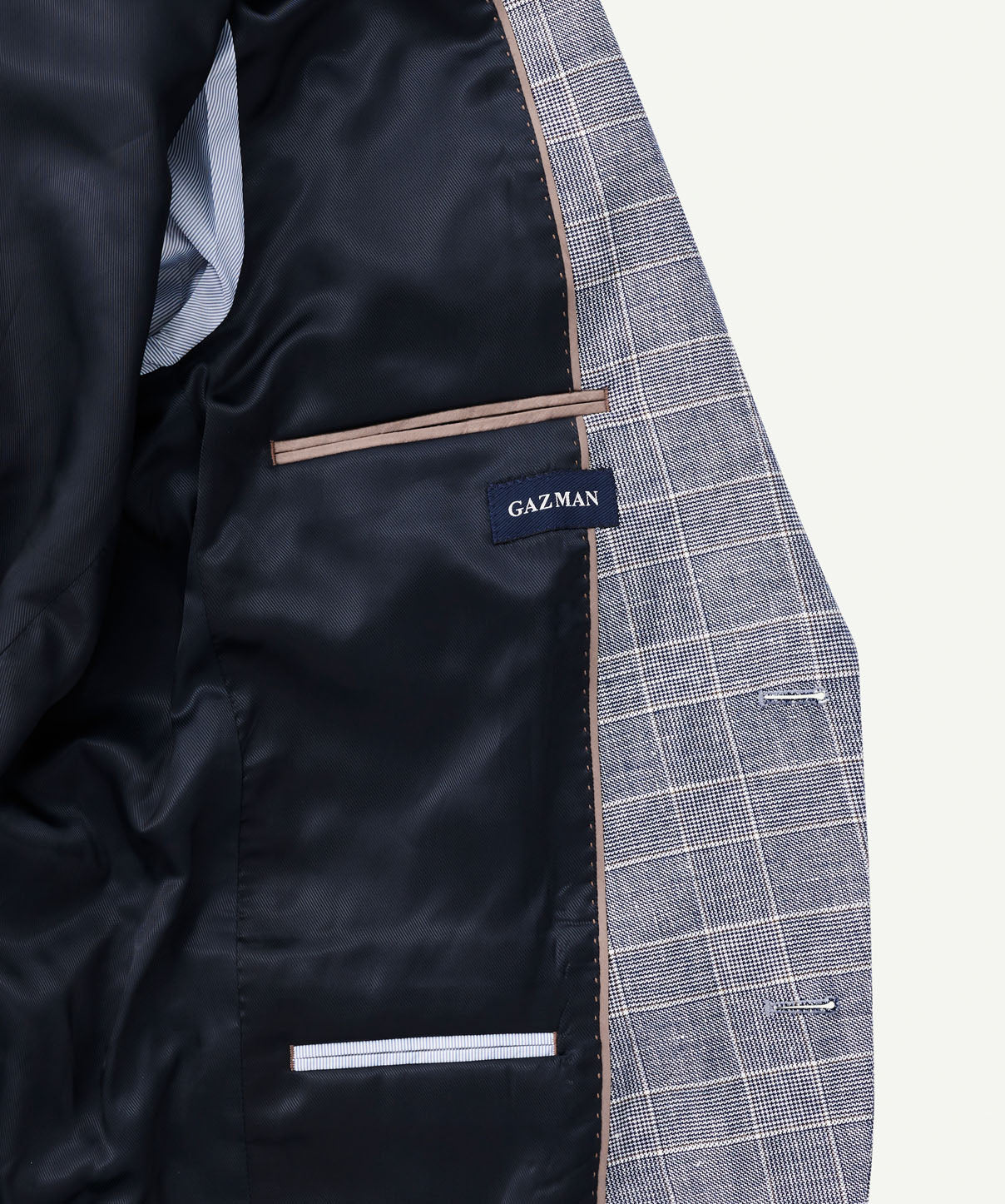 Linen Blend Check Sports Jacket - Navy